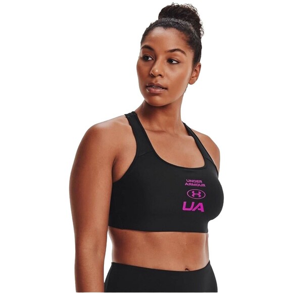 Women's Under Armour UA Crossback Graphic Black Medium Impact Sports Bra Sz L NW - Picture 5 of 12